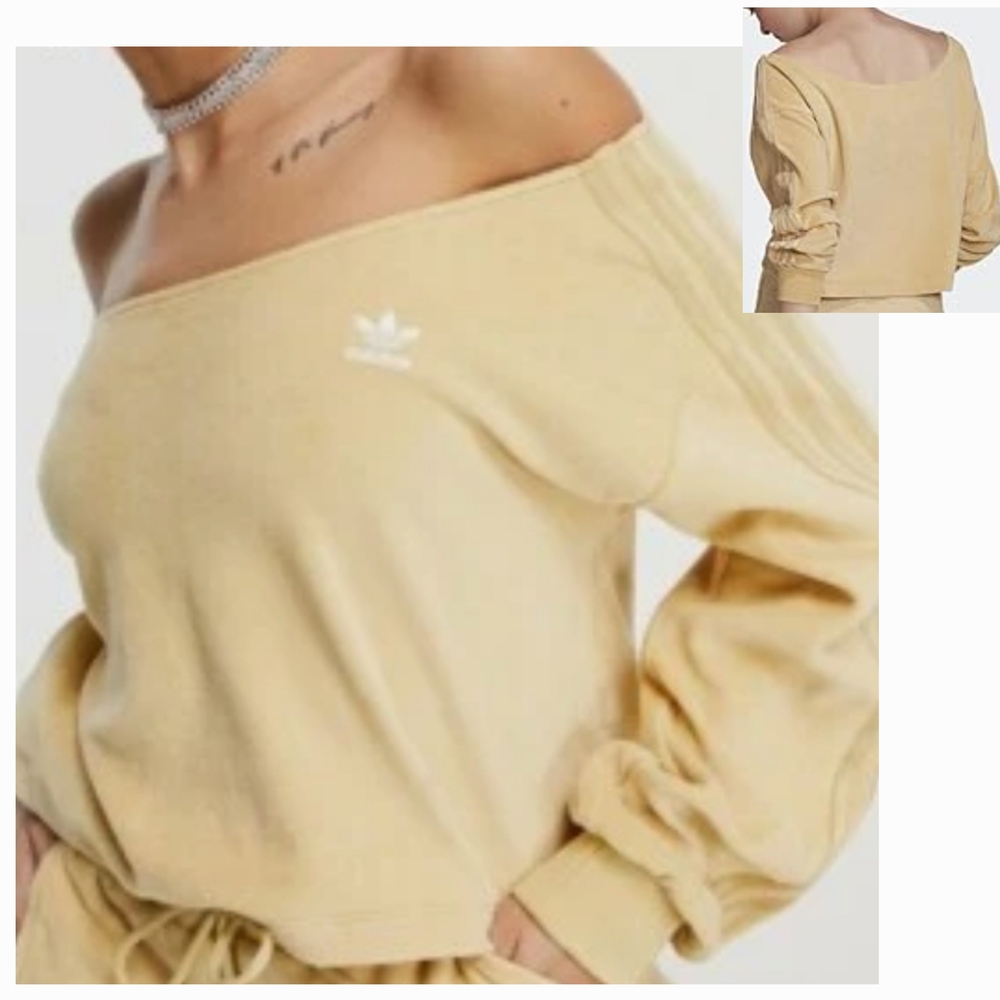 Adidas Cream Off-the-Shoulder Sweater